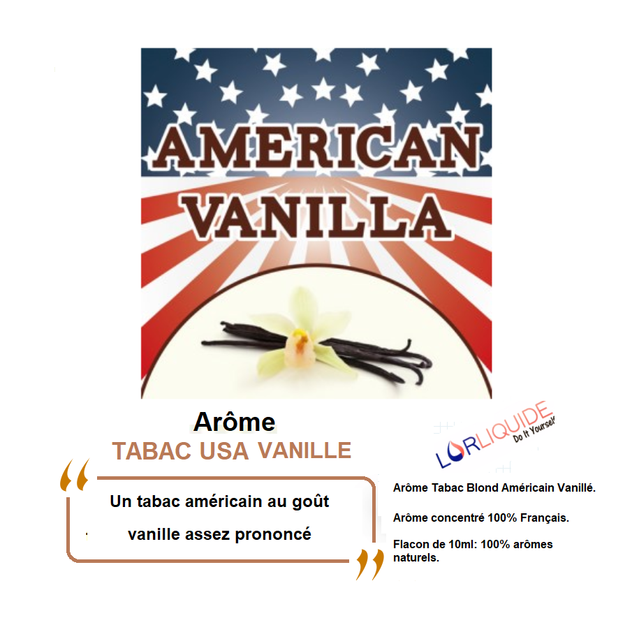 Arôme concentré Saveur Tabac USA Vanille  LorLiquide (10ml)